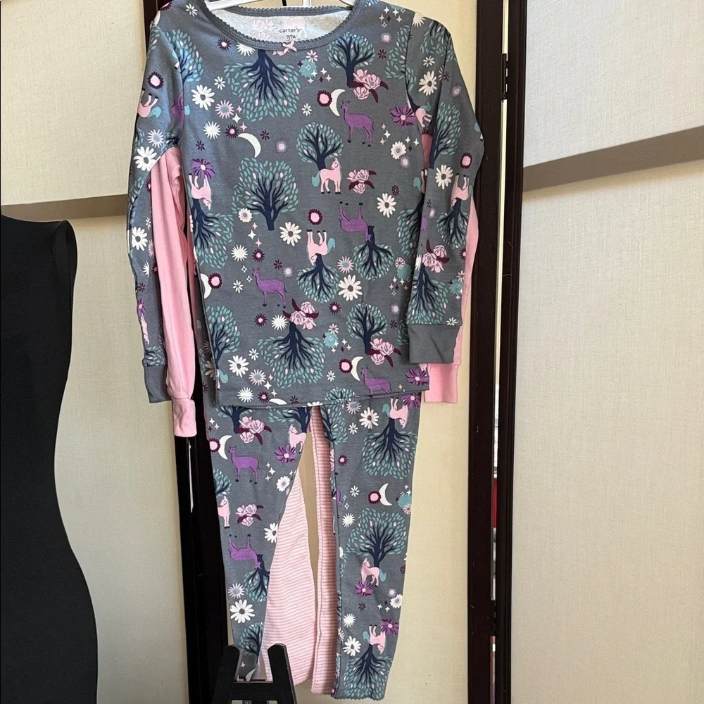 Carter's Pink and Gray Unicorn Pajama Set
